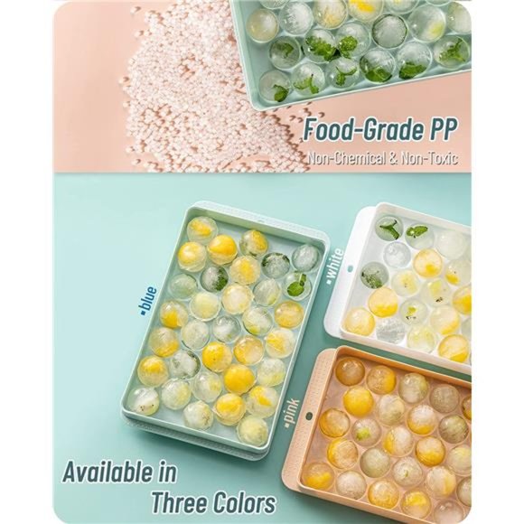 Ice Cube Tray,Round Ice Trays for Freezer with Lid and Bin,Circle Ice MoldMaking - Picture 5 of 6